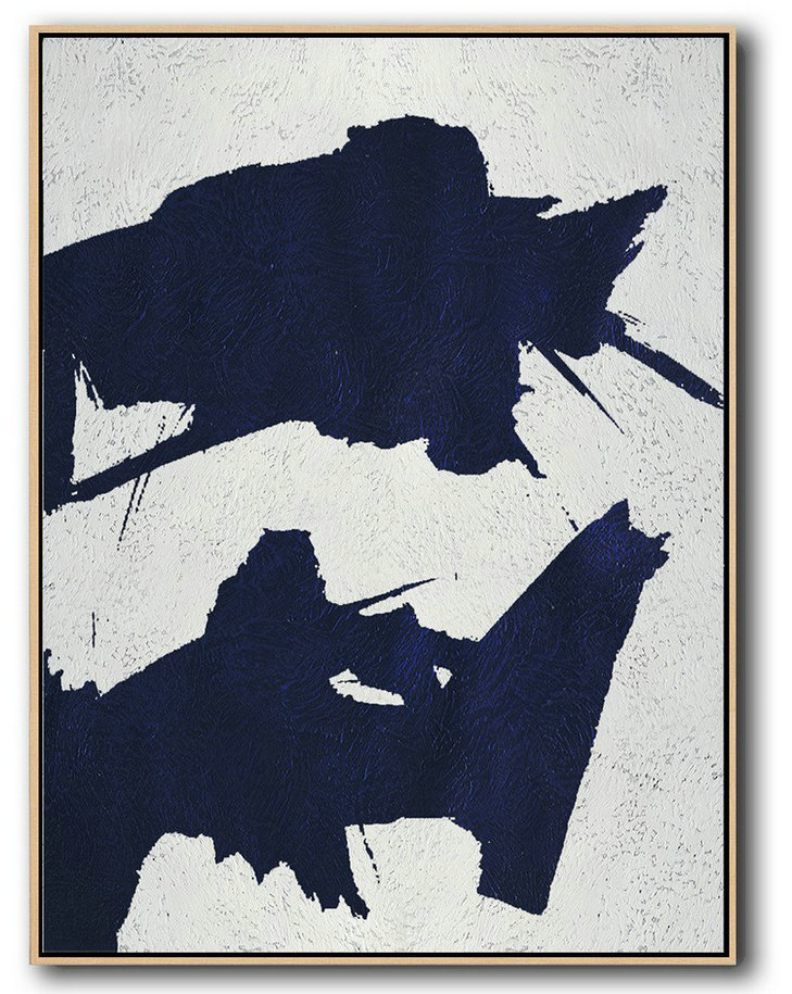 Buy Hand Painted Navy Blue Abstract Painting Online,Artwork For Sale #W9M0